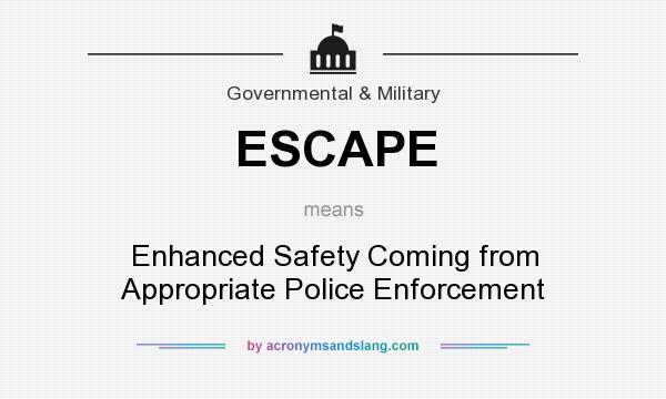 What does ESCAPE mean? It stands for Enhanced Safety Coming from Appropriate Police Enforcement