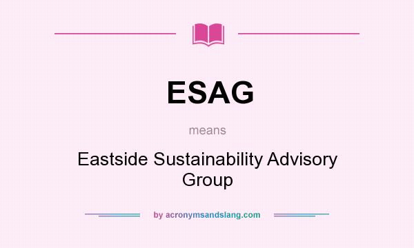 What does ESAG mean? It stands for Eastside Sustainability Advisory Group