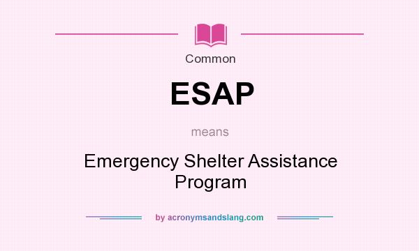 What does ESAP mean? It stands for Emergency Shelter Assistance Program