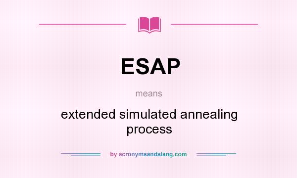 What does ESAP mean? It stands for extended simulated annealing process