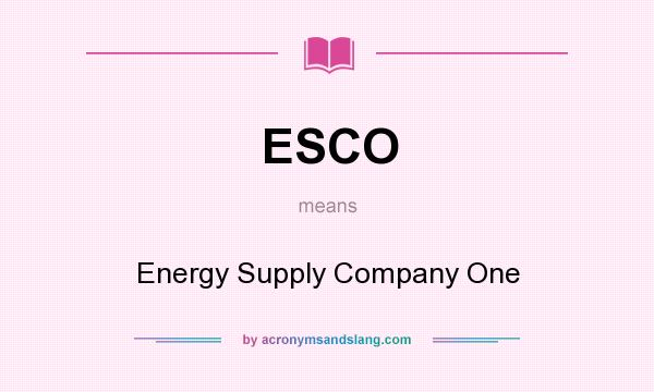 What does ESCO mean? It stands for Energy Supply Company One