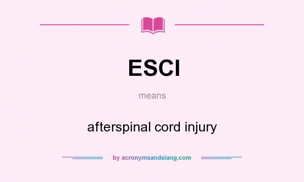 What does ESCI mean? It stands for afterspinal cord injury