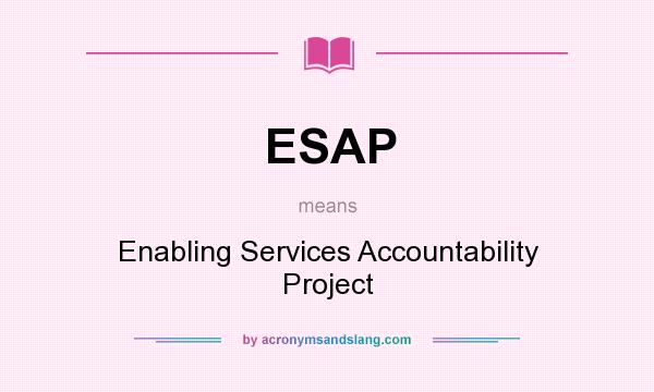 What does ESAP mean? It stands for Enabling Services Accountability Project