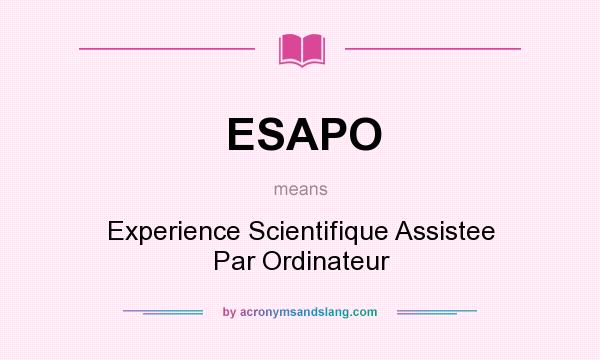 What does ESAPO mean? It stands for Experience Scientifique Assistee Par Ordinateur