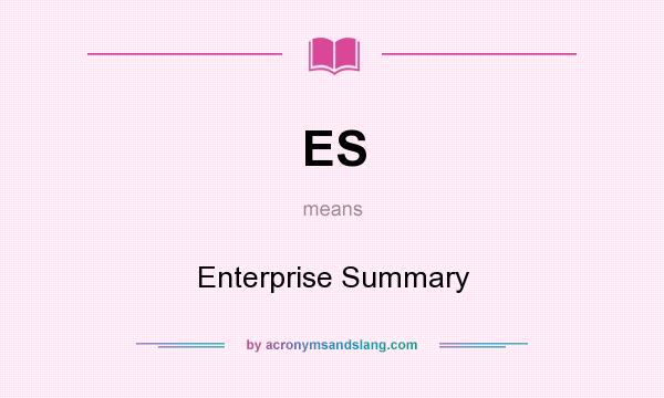 What does ES mean? It stands for Enterprise Summary