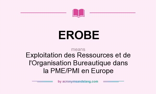 What does EROBE mean? It stands for Exploitation des Ressources et de l`Organisation Bureautique dans la PME/PMI en Europe