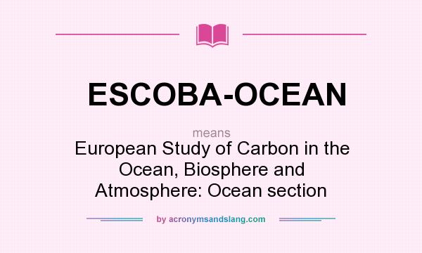 What does ESCOBA-OCEAN mean? It stands for European Study of Carbon in the Ocean, Biosphere and Atmosphere: Ocean section