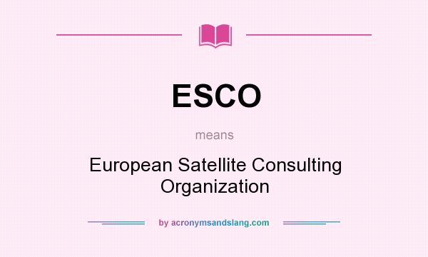 What does ESCO mean? It stands for European Satellite Consulting Organization