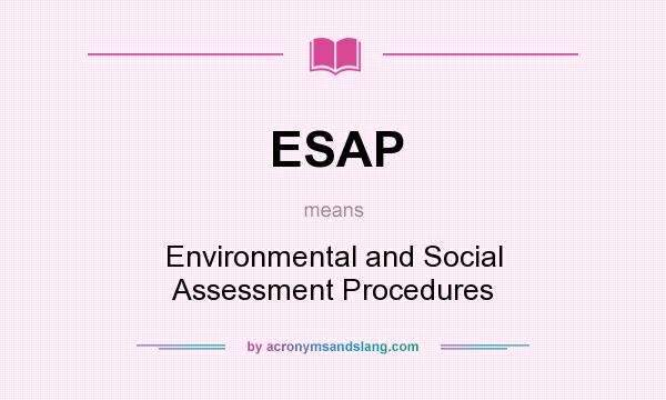 What does ESAP mean? It stands for Environmental and Social Assessment Procedures