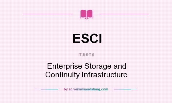What does ESCI mean? It stands for Enterprise Storage and Continuity Infrastructure