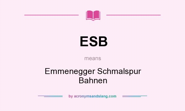 What does ESB mean? It stands for Emmenegger Schmalspur Bahnen