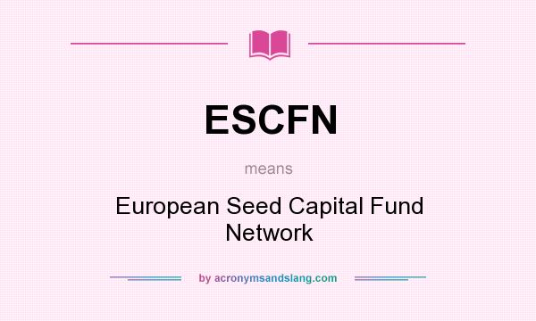What does ESCFN mean? It stands for European Seed Capital Fund Network