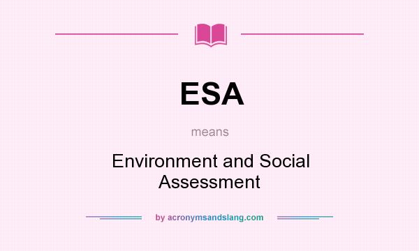 What does ESA mean? It stands for Environment and Social Assessment