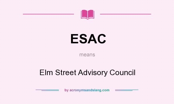 What does ESAC mean? It stands for Elm Street Advisory Council