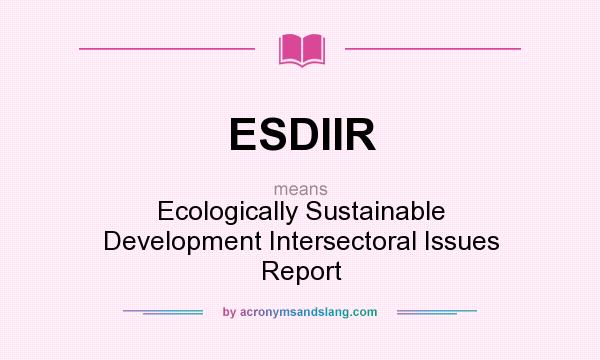 What does ESDIIR mean? It stands for Ecologically Sustainable Development Intersectoral Issues Report