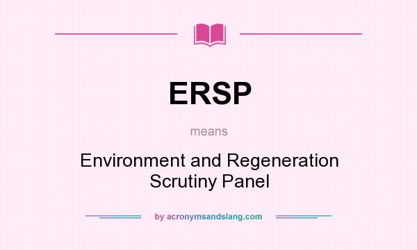 What does ERSP mean? It stands for Environment and Regeneration Scrutiny Panel