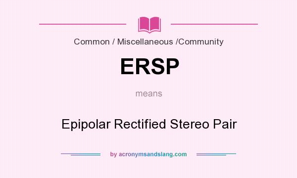 What does ERSP mean? It stands for Epipolar Rectified Stereo Pair