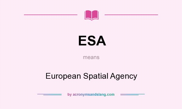 What does ESA mean? It stands for European Spatial Agency