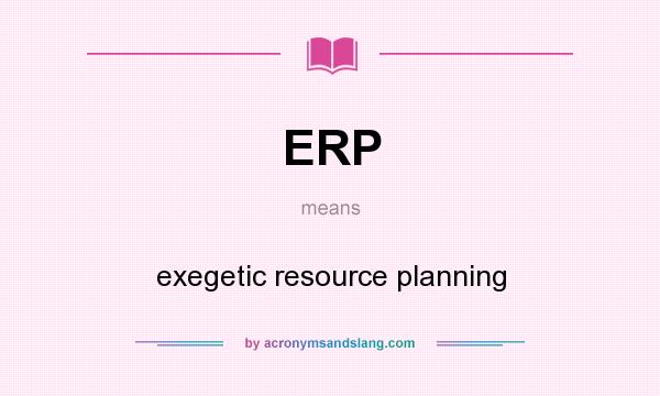 What does ERP mean? It stands for exegetic resource planning