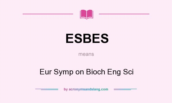 What does ESBES mean? It stands for Eur Symp on Bioch Eng Sci