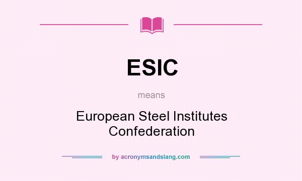 What does ESIC mean? It stands for European Steel Institutes Confederation