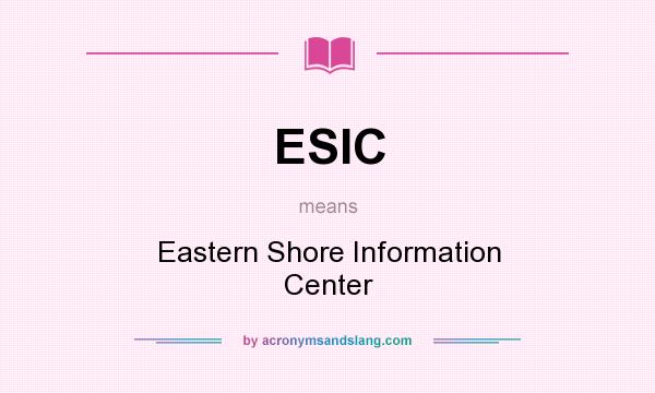 What does ESIC mean? It stands for Eastern Shore Information Center