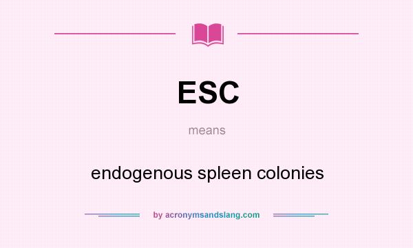 What does ESC mean? It stands for endogenous spleen colonies