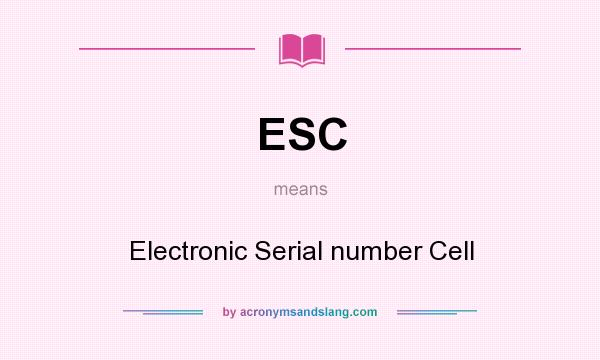 What does ESC mean? It stands for Electronic Serial number Cell