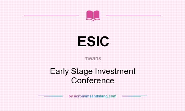 What does ESIC mean? It stands for Early Stage Investment Conference