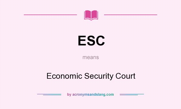What does ESC mean? It stands for Economic Security Court