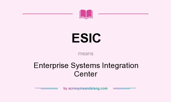 What does ESIC mean? It stands for Enterprise Systems Integration Center