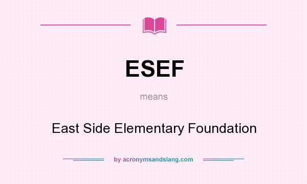 What does ESEF mean? It stands for East Side Elementary Foundation