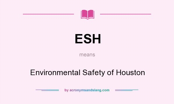 What does ESH mean? It stands for Environmental Safety of Houston