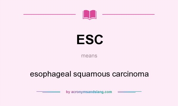 What does ESC mean? It stands for esophageal squamous carcinoma