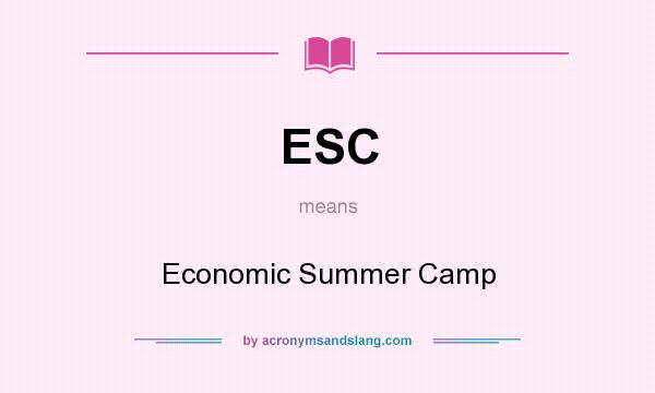 What does ESC mean? It stands for Economic Summer Camp