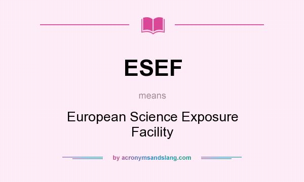 What does ESEF mean? It stands for European Science Exposure Facility