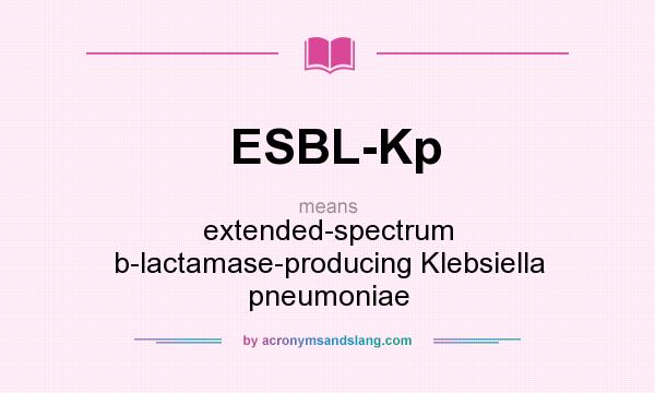 What does ESBL-Kp mean? It stands for extended-spectrum b-lactamase-producing Klebsiella pneumoniae