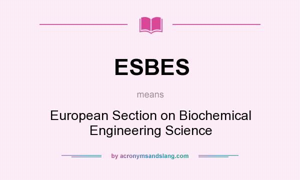 What does ESBES mean? It stands for European Section on Biochemical Engineering Science