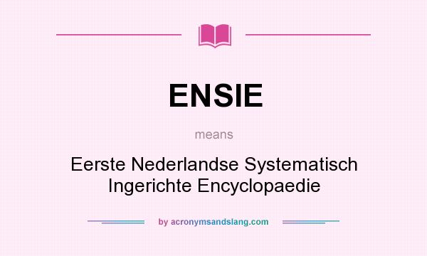 What does ENSIE mean? It stands for Eerste Nederlandse Systematisch Ingerichte Encyclopaedie