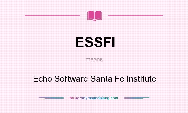 What does ESSFI mean? It stands for Echo Software Santa Fe Institute
