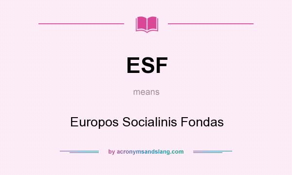 What does ESF mean? It stands for Europos Socialinis Fondas