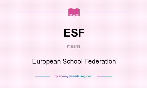 What does ESF mean? It stands for European School Federation