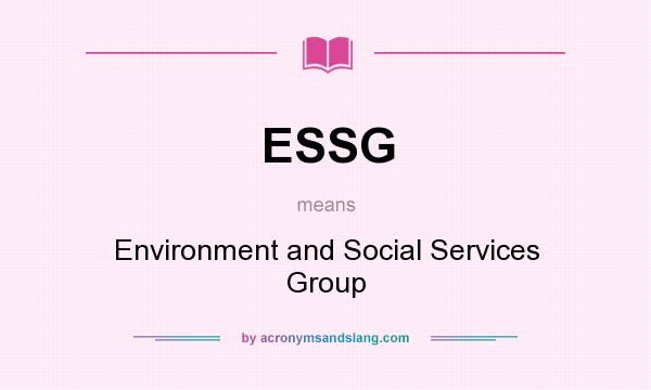 What does ESSG mean? It stands for Environment and Social Services Group