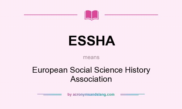 What does ESSHA mean? It stands for European Social Science History Association