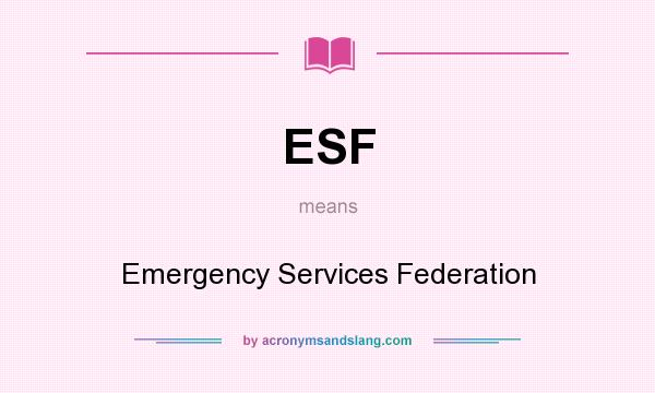 What does ESF mean? It stands for Emergency Services Federation