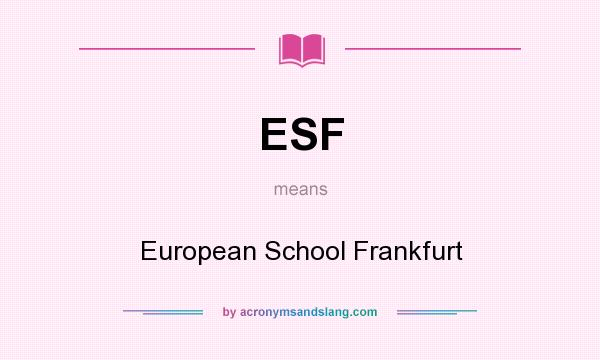 What does ESF mean? It stands for European School Frankfurt