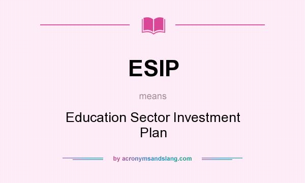 What does ESIP mean? It stands for Education Sector Investment Plan