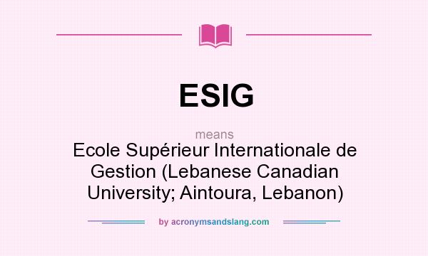 What does ESIG mean? It stands for Ecole Supérieur Internationale de Gestion (Lebanese Canadian University; Aintoura, Lebanon)