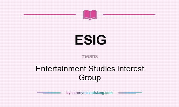What does ESIG mean? It stands for Entertainment Studies Interest Group