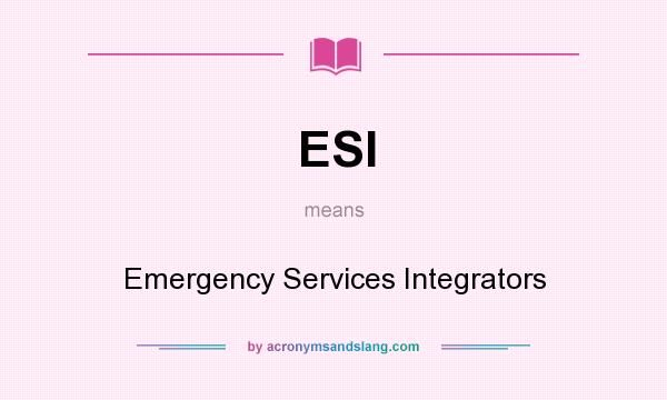 What does ESI mean? It stands for Emergency Services Integrators